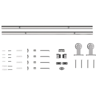 HOMCOM 152 cm Ferragens para Porta de Celeiro Trilho para Porta de 76 cm de Largura Espessura 30 mm Prata