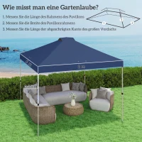 Outsunny Telhado de Pavilhão Reposição UV50+ impermeável com 8 orifícios de drenagem 3 x 3 m, Azul(m-3)