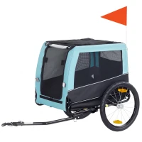 PawHut Reboque de Bicicleta Dobrável com Refletores de Segurança Guia para Cães Médios até 20 kg 143x70x90 cm Azul Claro(m-7)