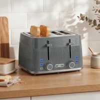 HOMCOM 4 Slice Toaster with 7 Browning Levels, Bread Toaster with Removable Crumb Tray and Warming Racks, Grey(m-2)