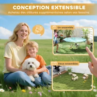 PawHut Parque para Cães Cercado para Cães 8 Painéis com Teto Modular e Dobrável Cercado Portátil 60 cm com Porta Prata e Verde(m-4)