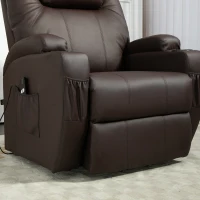 HOMCOM Opsta Stoel comfortabel met afstandsbediening en bekervouders voor Huisgebruik, Koffiebruin(m-12)