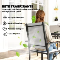 Outsunny Set da Giardino 5pz con 4 Sedie Impilabili e Tavolo in Vetro Temperato con Foro per Ombrellone, Grigio Chiaro(m-6)