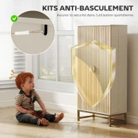 HOMCOM Armoire de cuisine meuble cuisine rangement avec 12 étagères à portes, étagères ajustables, 58x29x119,5cm, blanc(m-7)