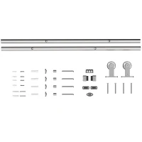 HOMCOM Sliding Door Hardware Kit Smooth Quiet 304 Stainless Steel for 200cm Track Sliver Tone(m-10)