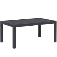 Outsunny Mesa baja de jardín mesa auxiliar de patio rectangular, armazón de acero, tablero de lamas, 101,5 x 61 x 46 cm, gris(m-1)