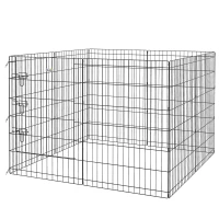 PawHut Parque cercado modular para cães, coelhos e roedores, cerca para pequenos animais interior e exterior  61 x 91 cm preto(m-8)