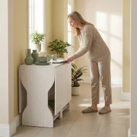 HOMCOM Klapbare Eettafel Keukentafel met Opbergruimte voor 2-4 Personen Klaptafel voor Kleine Ruimtes Eetkamer 160 x 60 x 75 cm Wit(m-9)