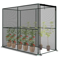 Outsunny Gaiola para frutas, rede de proteção para plantas com porta com fecho, proteção contra aves, insetos e pequenos animais, Preto(m-6)