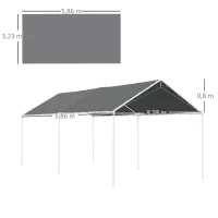 Outsunny Cobertura de Substituição 6x3 m em PE Cinza Escuro Anti-UV para Carport com Cordões Elásticos(m-3)