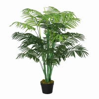 Outsunny Palma artificial grande 125 cm, planta artificial con 18 hojas en maceta para salón y balcón(m-7)