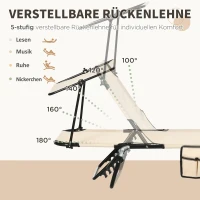 Outsunny 2er Set Sonnenliege klappbar Gartenliege mit Sonnendach 5-Fach höhenverstellbarer Rückenlehne Braun(m-4)