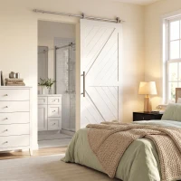 HOMCOM Sliding Door Hardware Kit Heavy Duty 304 Stainless Steel 152 cm Wide Door Silver Tone(m-7)