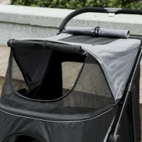 PawHut Foldable Pet Stroller, with Universal Wheels, Shock Absorber, for Medium and Large Dogs - Black(m-11)