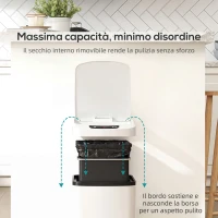 HOMCOM Cestino Rifiuti da 12L a Infrarossi con Secchio Rimovibile, in Acciaio Inox, ABS e PP, 28x22x41 cm, Bianco(m-6)