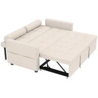 HOMCOM Sofá convertible 2 plazas 3 en 1 sofá-cama con cama nido doble respaldo regulable 2 cojines 80,5x137,5x84cm beige(m-8)