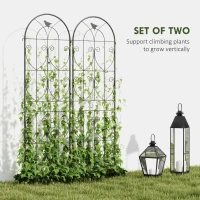 Outsunny Set of 2 Garden Trellis, Metal Fence Panels for Climbing Outdoor Plants, Flowers, 180 x 50cm(m-4)