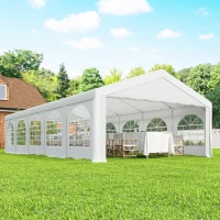 Outsunny Carpa de recepción pabellón 5 compartimentos protección UPF30+ estructura reforzada 10 paredes extraíbles 5 x 10 m blanco(m-5)