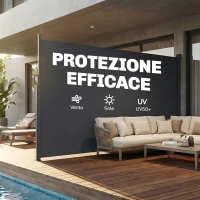 Outsunny Tenda Laterale Retrattile Impermeabile e UV 50+, in Alluminio, Acciaio e Poliestere, 420x185 cm, Grigio Scuro(m-4)