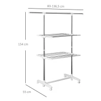 HOMCOM 2 Tier Clothes Hanger Stand W/Wheels(m-3)