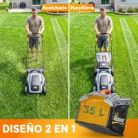 Outsunny Cortacésped a Batería Inalámbrico 18V con 2 Baterías de 4Ah Ancho de Corte de 34 cm y Función de Mulching Motor 700 W(m-6)