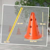 PawHut Conjunto Agility para Cães 3 peças Equipamento de Agility para Treino Conjunto de Obstáculos com 6 cones 3 obstáculos Bolsa de Transporte(m-3)