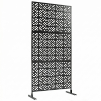 Outsunny Painel Ecrã de Privacidade Decorativo Exterior Cercas Decorativo Jardim 3 Painéis com Padrão Geométrico metal 92x40x192cm Preto