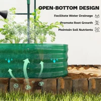 Outsunny Galvanised Raised Garden Bed with Arched Trellis, 4 x 2 x 4.6ft Metal Raised Bed for Garden with Open Bottom, Green(m-9)