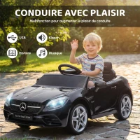 AIYAPLAY Voiture électrique enfants licence Mercedes SLC 300 12V V. Max. 5 Km/h effets sonores lumineux télécommande noir(m-6)