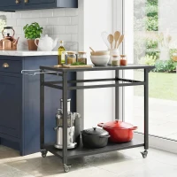 Outsunny Carrito Barbacoa, 2 Estantes, Soporte para Pizza, Soporte para Bolsas y Ganchos, Negro.(m-4)