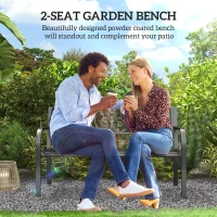 Outsunny 2-Seater Garden Bench, Steel-Black(m-4)
