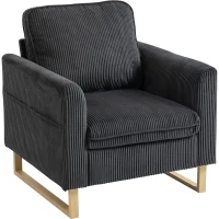 HOMCOM Accent Chair with Pocket Spring, Modern Industrial Armchair with Metal Legs for Livingroom Dark Grey(m-10)
