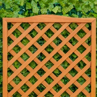 Outsunny 53L Garden Wooden Planter Box with Trellis Free Standing Flower Raised Bed with Lattice for Climbing Plants, 76cm x 36cm x 170cm, Brown(m-8)