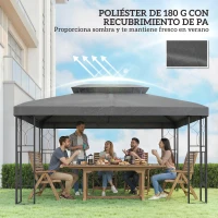 Outsunny Toldo de Recambio 4x3 m con Techo Doble Orificios de Drenaje y Protección UV Solo Toldo NO Incluye Marco Gris Oscuro(m-6)