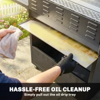 Outsunny Grătar pe gaz 18,6 kW 6+1 arzătoare, cărucior BBQ din oțel inoxidabil cu roți, termometru, raft încălzire, masă laterală, dulap inferior(m-5)