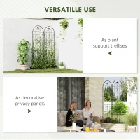 Outsunny Set of 2 Garden Trellis, Metal Fence Panels for Climbing Outdoor Plants, Flowers, 180 x 50cm(m-6)