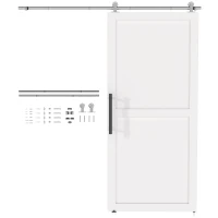 HOMCOM Sliding Door Hardware Kit Smooth Quiet 304 Stainless Steel for 200cm Track Sliver Tone(m-11)