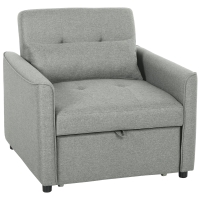 HOMCOM Sillón cama 3 en 1, sillón sofá cama extraíble con respaldo regulable, gris