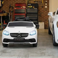AIYAPLAY Voiture électrique enfants licence Mercedes SLC 300 12V V. Max. 5 Km/h effets sonores lumineux télécommande blanc(m-9)