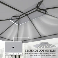 Outsunny Toldo de Recambio 4x3 m con Techo Doble Orificios de Drenaje y Protección UV Solo Toldo NO Incluye Marco Gris Claro(m-4)