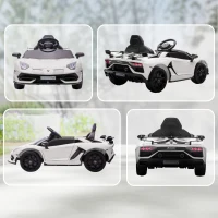 HOMCOM Voiture électrique pour enfants licence Lamborghini Aventador SVJ 12V avec portes papillon télécommande 3-5 KM/H blanc(m-18)