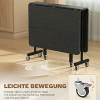 HOMCOM Esstisch Klappbar Küchentisch für 4-6 Personen mit 6 Rollen Mobiler Klapptisch für Kleine Räume 120x80x73 cm Schwarz(m-6)