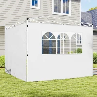 Outsunny Paneles laterales para cenador 3 x 3 m paneles para pabellón con ventana lote de 2 tela Oxford blanco(m-6)