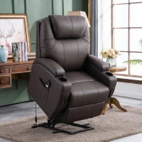 HOMCOM Opsta Stoel comfortabel met afstandsbediening en bekervouders voor Huisgebruik, Koffiebruin(m-13)