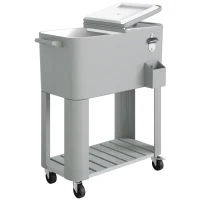 Outsunny Frigo portatile 76 L con ruote e apribottiglie, 92x39x81 cm, Argento(m-1)