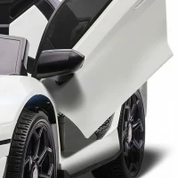 HOMCOM Voiture électrique pour enfants licence Lamborghini Aventador SVJ 12V avec portes papillon télécommande 3-5 KM/H blanc(m-15)