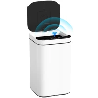 HOMCOM Lixeira de 13L com Sensor e Compartimento para Desodorizantes, em Aço e PP, 24x24x41 cm, Branco e Preto(m-7)