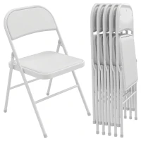 HOMCOM Lote de 6 sillas plegables sillas de comedor portátiles estructura de acero 45 x 46 x 78 cm blanco(m-7)