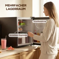 HOMCOM Mini Kühlschrank 44L/46 Dosen Kleiner Kühlschrank mit einstellbarem Thermostat 43 x 51 x 51,3 cm, Schwarz(m-8)