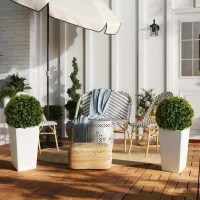 HOMCOM Conjunto de 2 Esferas de Eucalipto Artificial 65 cm Planta Artificial com Proteção UV, 330 Folhas no Vaso, Verde(m-5)